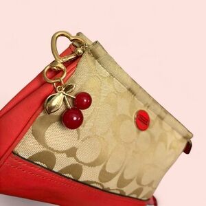 Coach Gold and Red Key & Card Holder